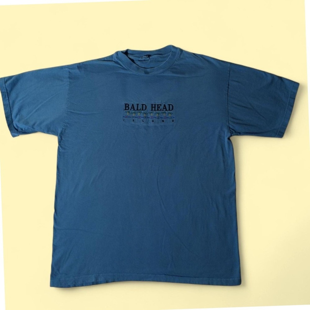 VTG 90s The Cotton Exchange Bald Head Island T-Shirt Mens Large Blue Good USA